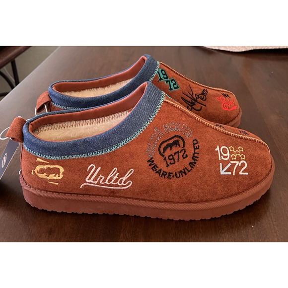 Ecko Fur Mule Mens 11 Slipper Y2k Palace Tasman Style Brown NEW Street Skater